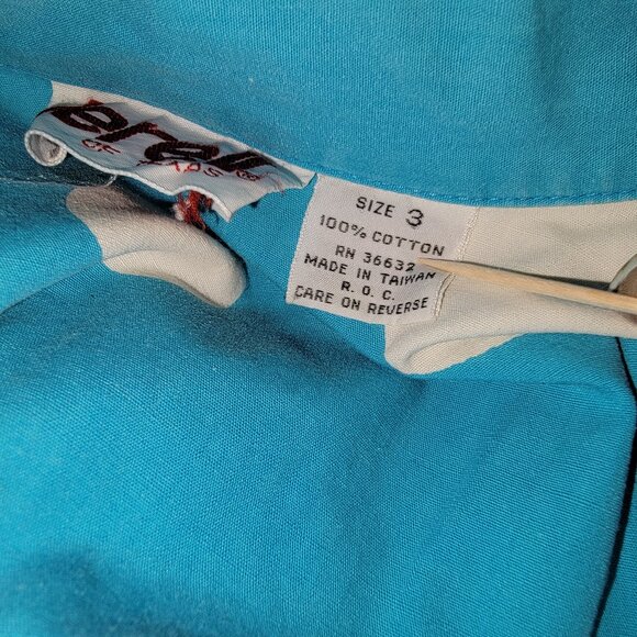 Vintage Jerell of Texas Women's Size 12 Polka Dot Dress Blue 80s Cotton Midi - Picture 6 of 9